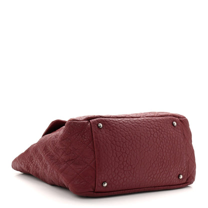 Crumpled Lambskin Quilted Large Tote Burgundy