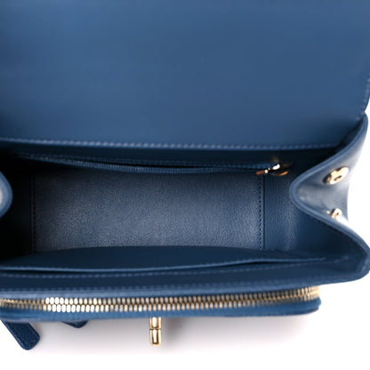 Caviar Quilted Small Business Affinity Flap Blue