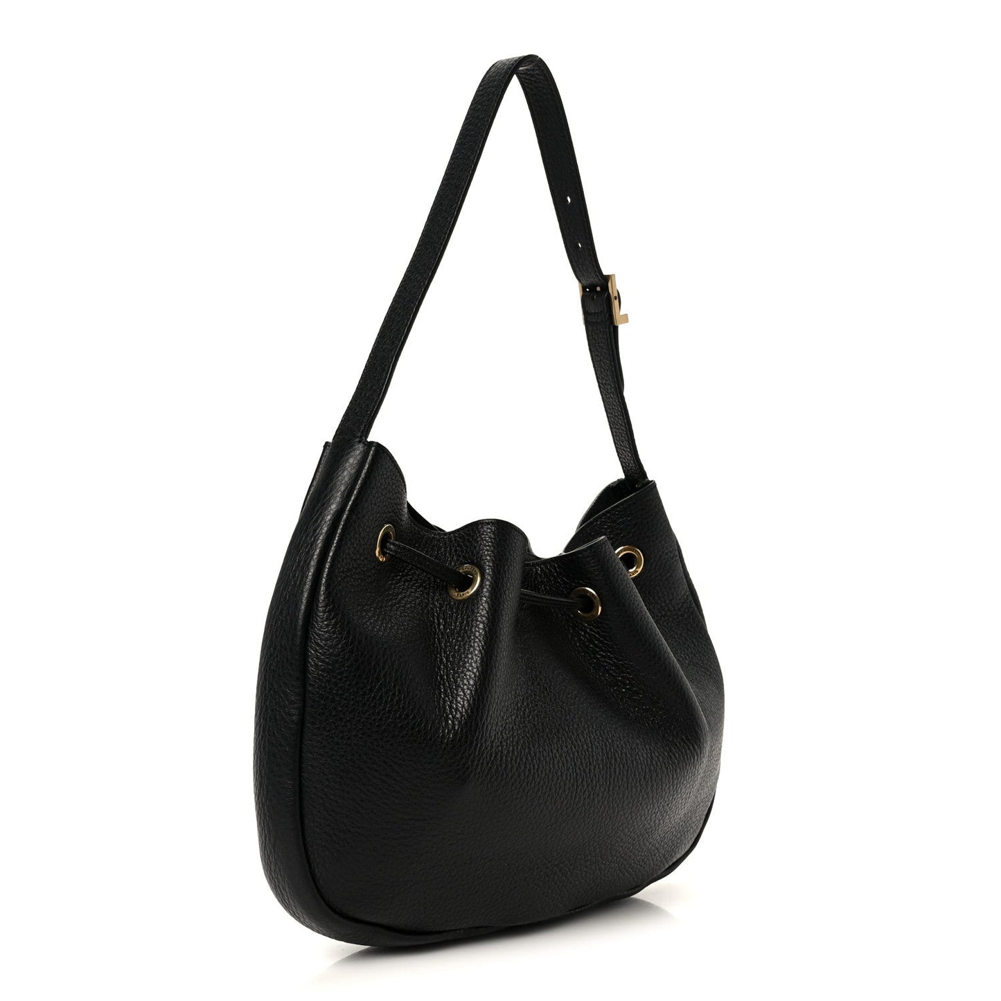 Grained Deerskin Paris VII Small Flat Hobo Black