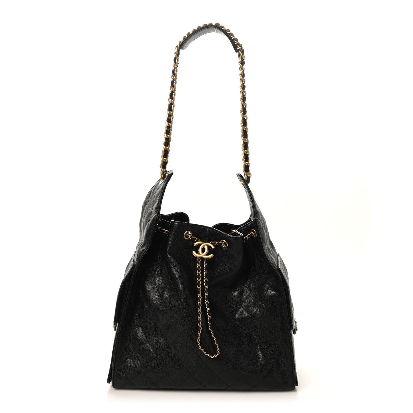 Caviar Quilted Medium Chanel 25 Handbag Black