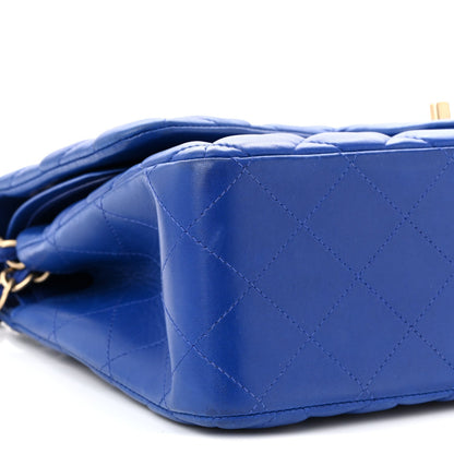 Lambskin Quilted Jumbo Double Flap Dark Blue