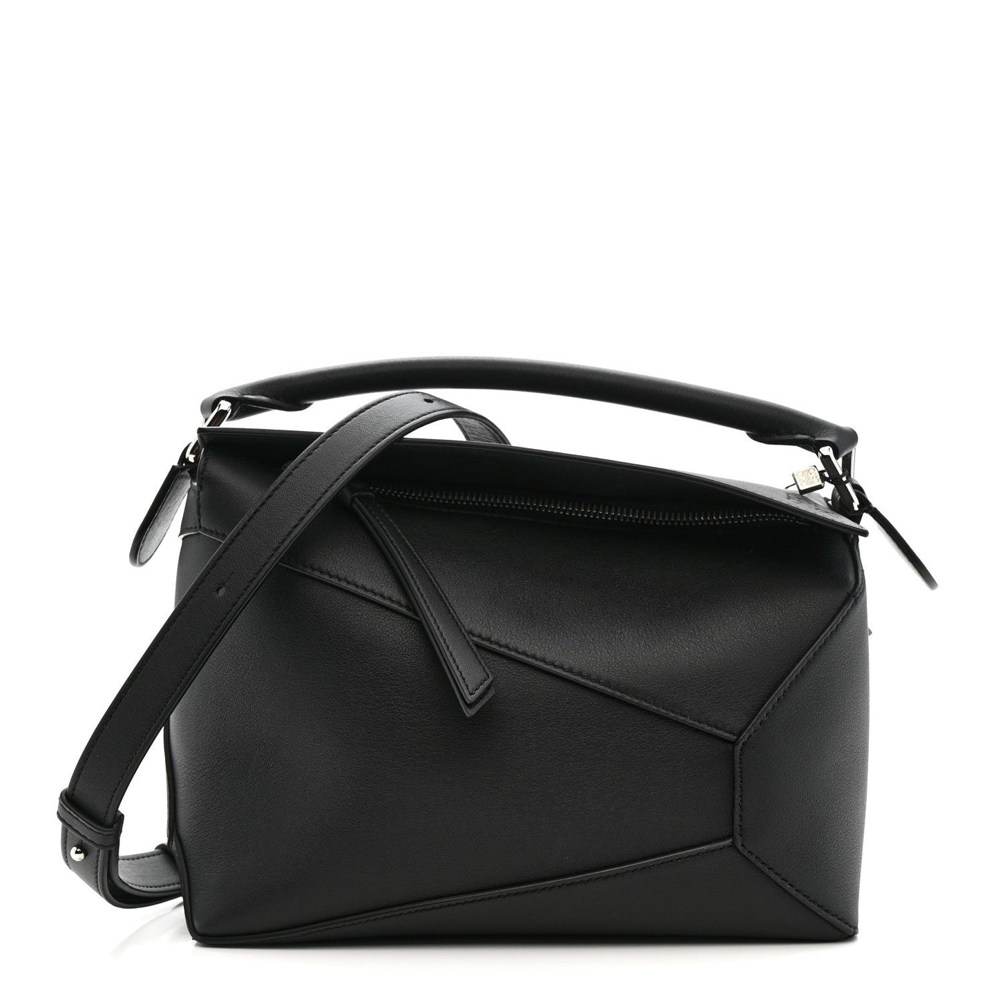 Calfskin Small Puzzle Edge Bag Black