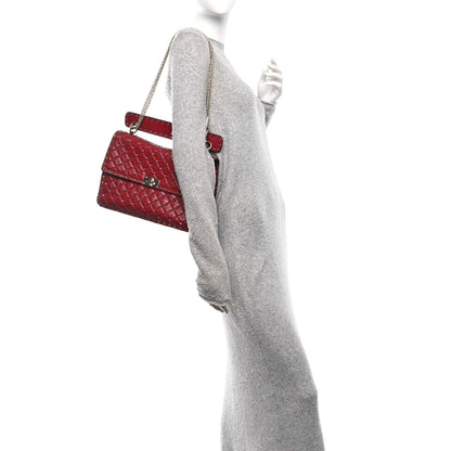 Nappa Large Rockstud Spike Shoulder Bag Rubino