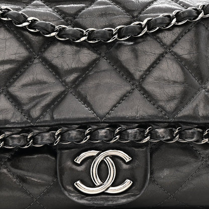 Metallic Calfskin Quilted Medium Chain Me Flap Grey