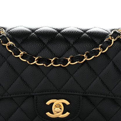Caviar Quilted Small Double Flap Black