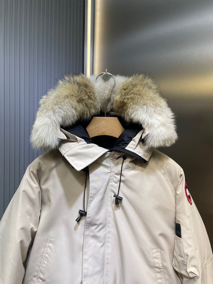C. Goose Bomber Jacket Ivory White Polyester 0035