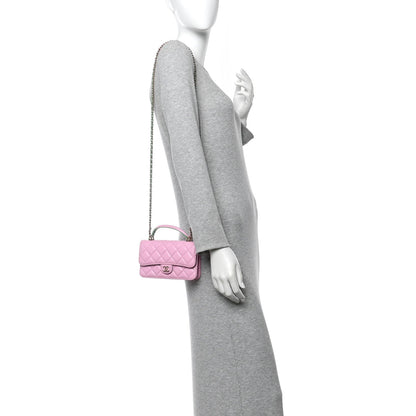 Lambskin Quilted Flap Phone Holder With Chain Lilac Light Green