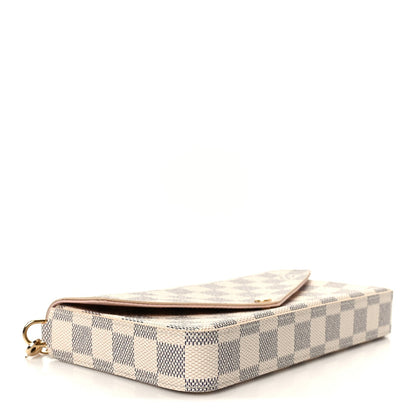 Damier Azur Pochette Felicie Chain Wallet Rose Ballerine