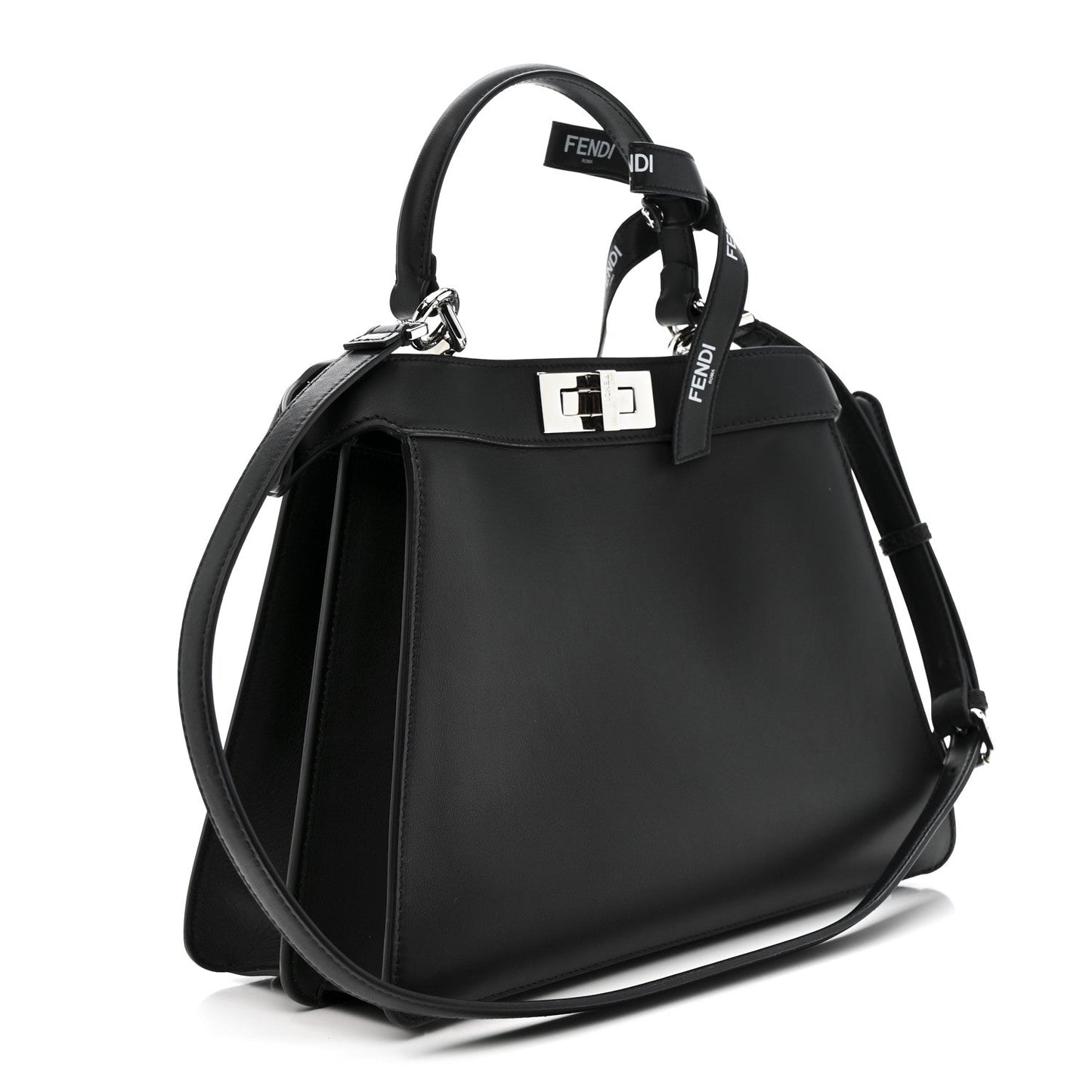 X MARC JACOBS Vitello Seta Shiny Nappa Medium Peekaboo I SEE U Satchel Black