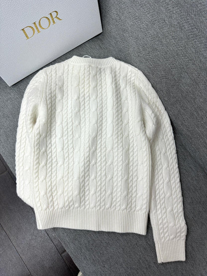 CD Sweater Beige Cashmere Twisted Knit 345309