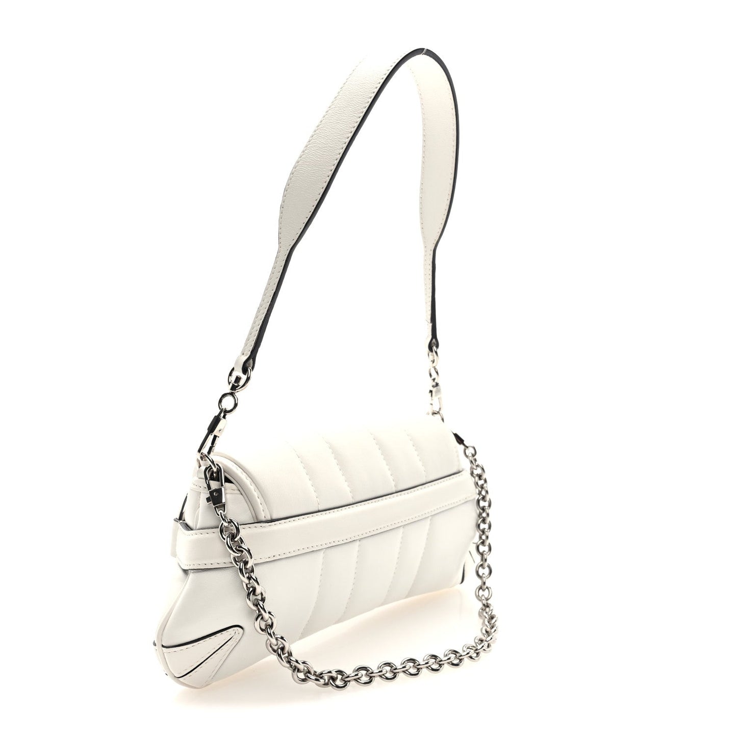 Nappa Vertical Matelasse Small Maxi Horsebit Chain Shoulder Bag Great White