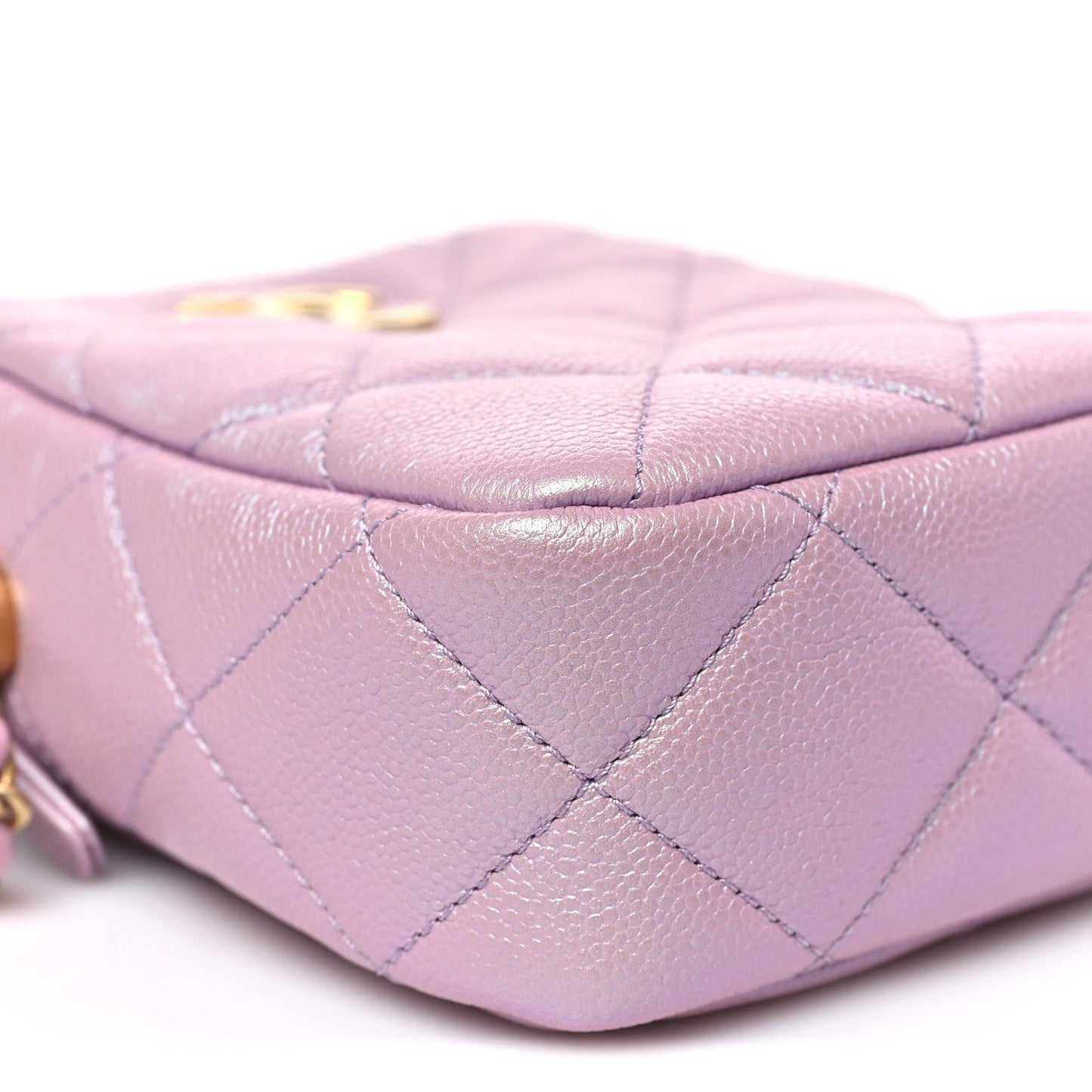 Iridescent Caviar Quilted Vertical My Perfect Camera Case Pink