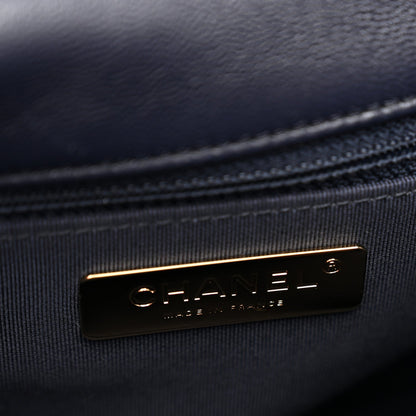 Goatskin Quilted Large Chanel 19 Flap Navy Blue