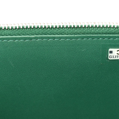 Lambskin Quilted Small Top Handle Vanity Case With Chain Green