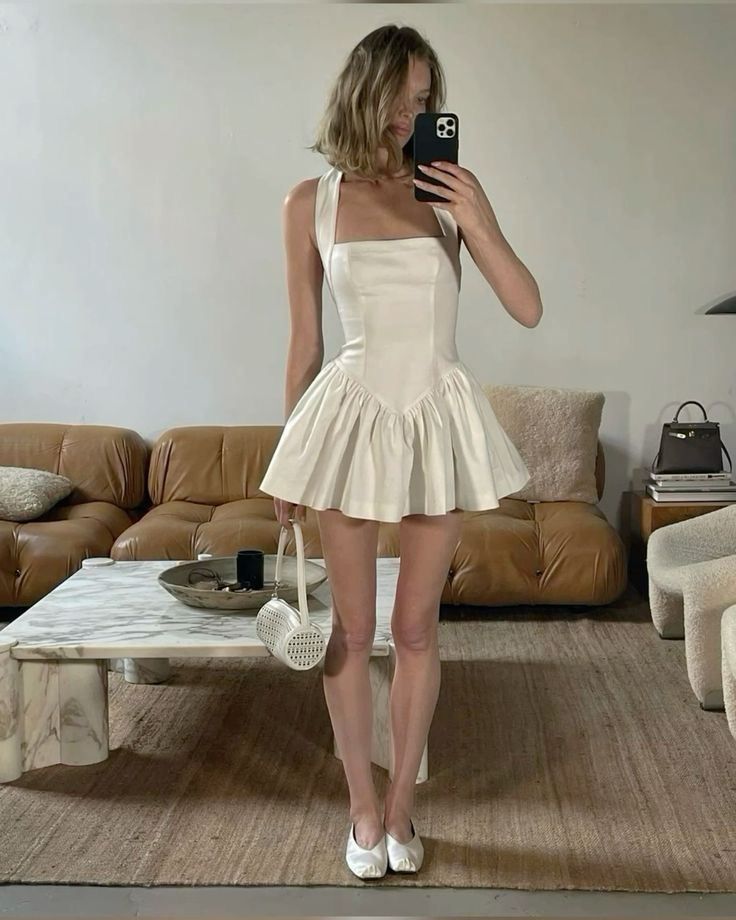formaldressy-White Short Satin Homecoming Dress Birthday Dress gh5278