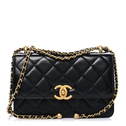 Calfskin Quilted Mini Perfect Fit Flap Black