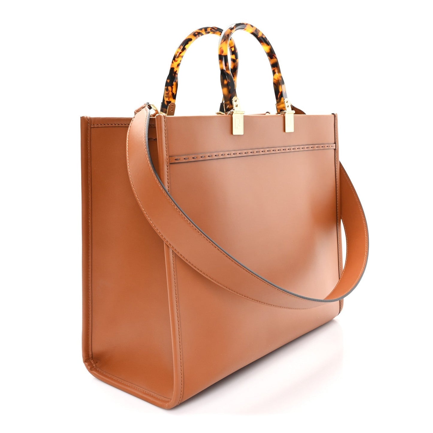 Vitello King Plexiglass Medium Fendi Sunshine Shopper Tote Cuoio