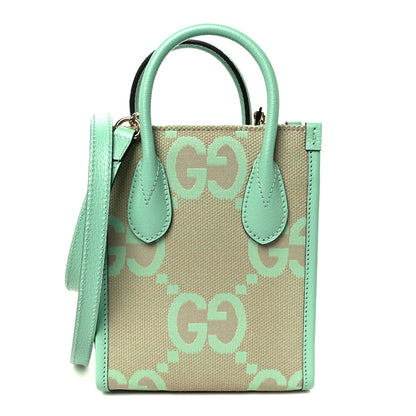 Monogram Jumbo GG Textured Dollar Calfskin Mini Tote Bag Pepperlight Mint
