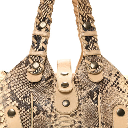 Snakeskin Silverado Shoulder Bag Beige