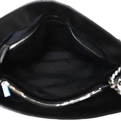 Calfskin Y Quilted Monogram Large Loulou Chain Satchel Black