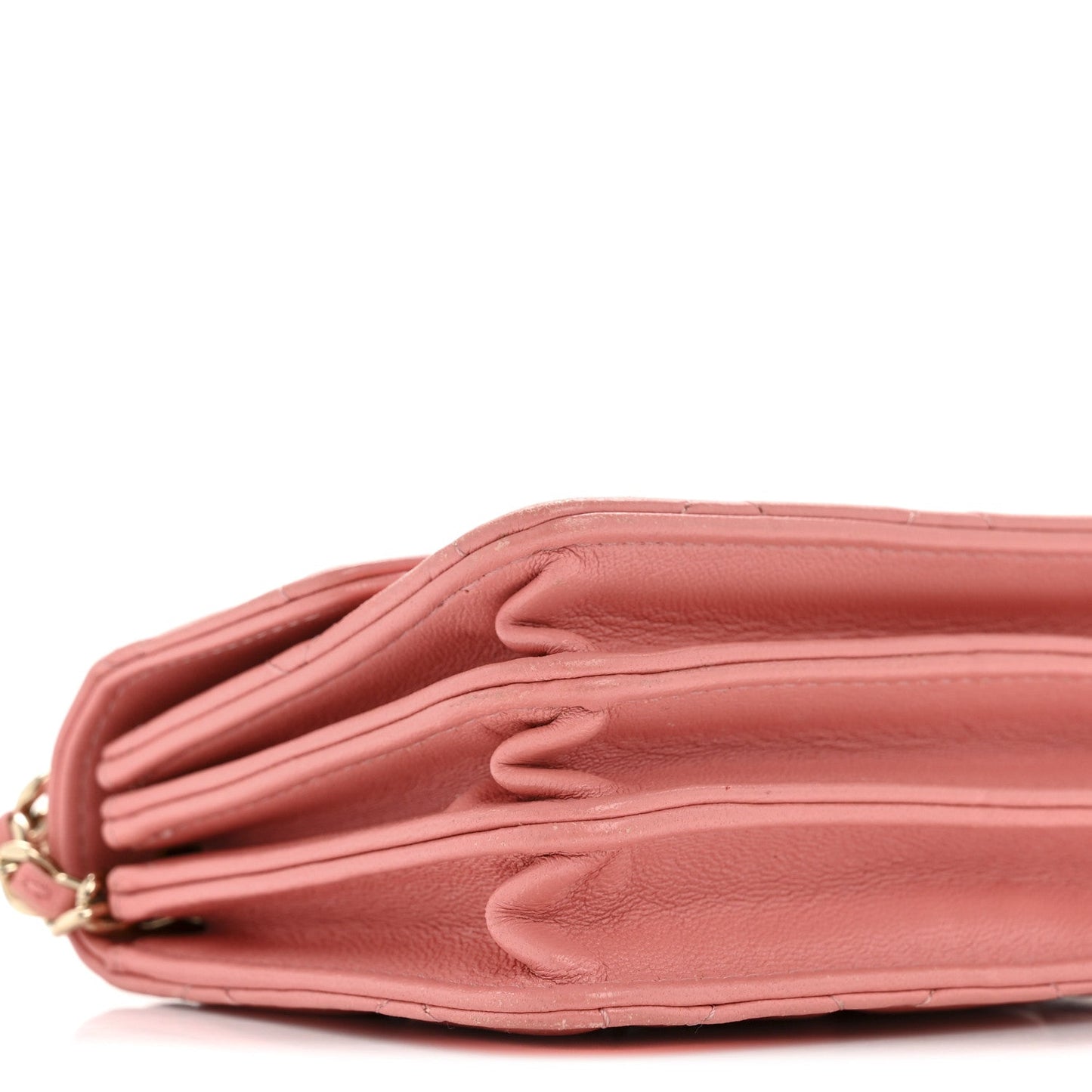 Lambskin Quilted Top Handle Flap Clutch With Chain Pink