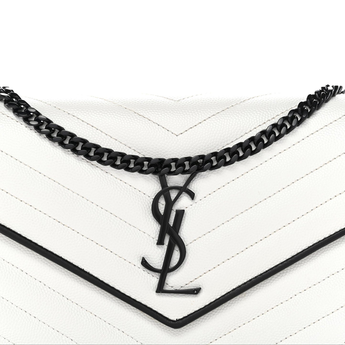 Grain De Poudre Matelasse Monogram Chain Wallet White Black