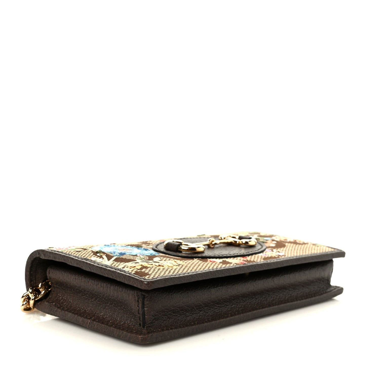 Monogram Jumbo GG Textured Dollar Calfskin Embroidered Horsebit 1955 Wallet On Chain Camel Ebony New Acero Multicolor