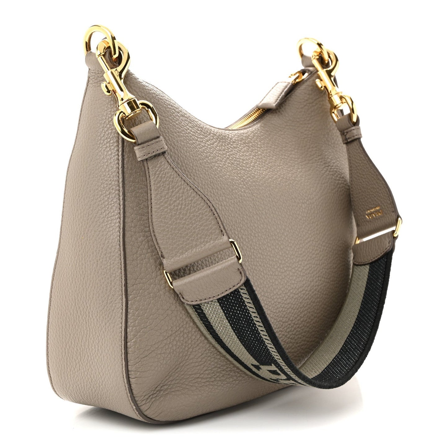 Vitello Daino Soft Large Zippered Messenger Hobo Argilla