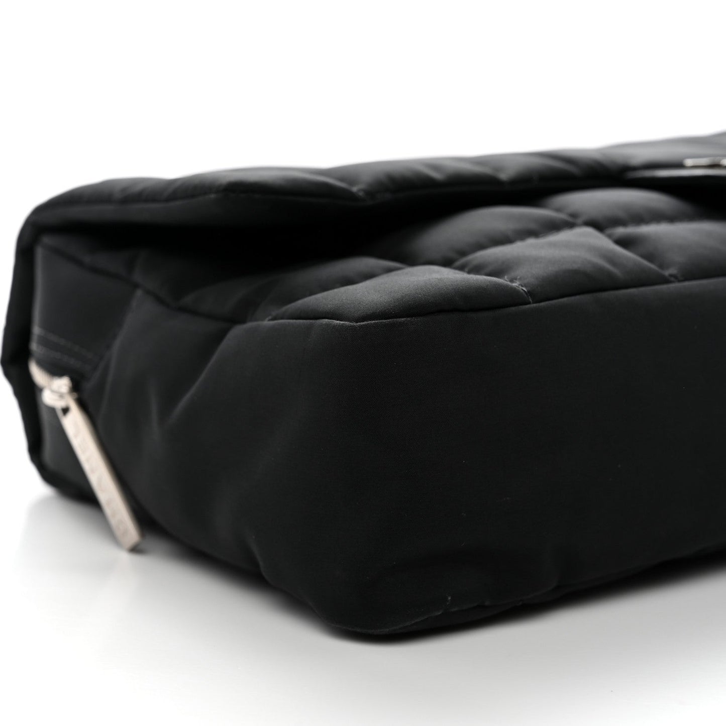 Nylon Square Quilted Flap Black