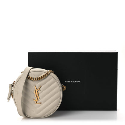Grain De Poudre Matelasse Chevron Quilted Round Vinyle Camera Bag Crema Soft
