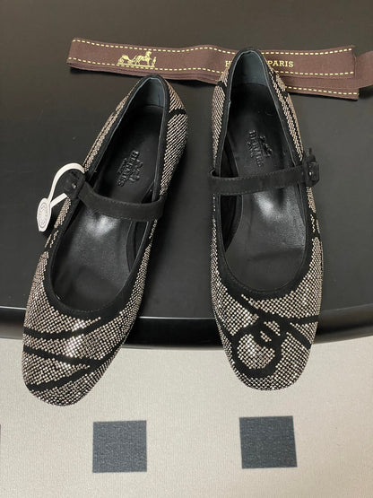 Hermes 26 Light Ballet Flat Metallic Gray in Suede 594342