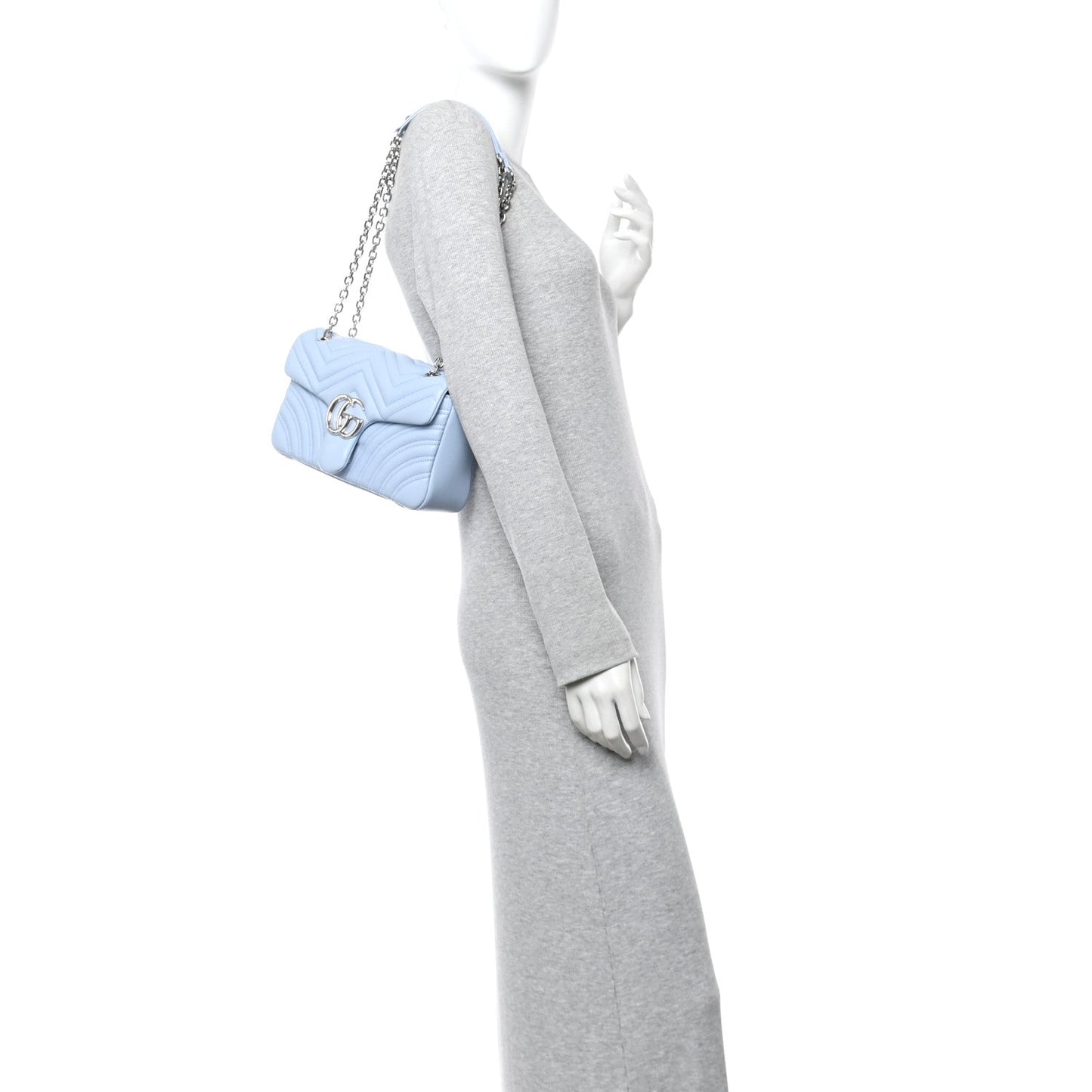 Lambskin Matelasse Medium GG Marmont Shoulder Bag  Light Blue