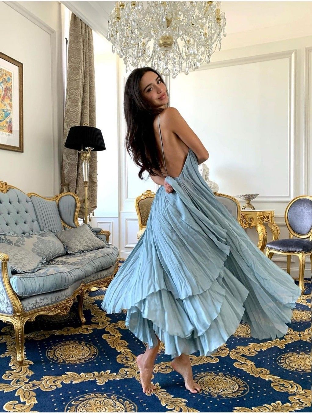 formaldressy-Blue Fashion Simple Sexy Long Chiffon Prom Dress Evening Dress Wedding Guest Party Dress Seaside Holiday Dress gh5250