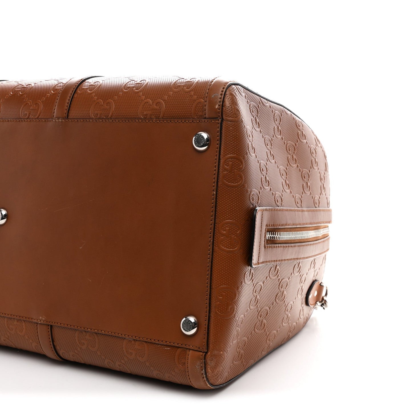 Calfskin GG Tennis Embossed Large Duffle Bag Brown