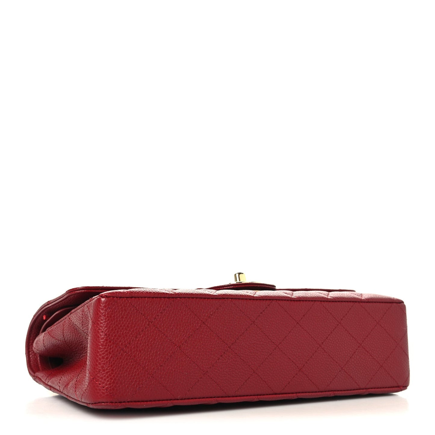 Caviar Quilted Medium Double Flap Red