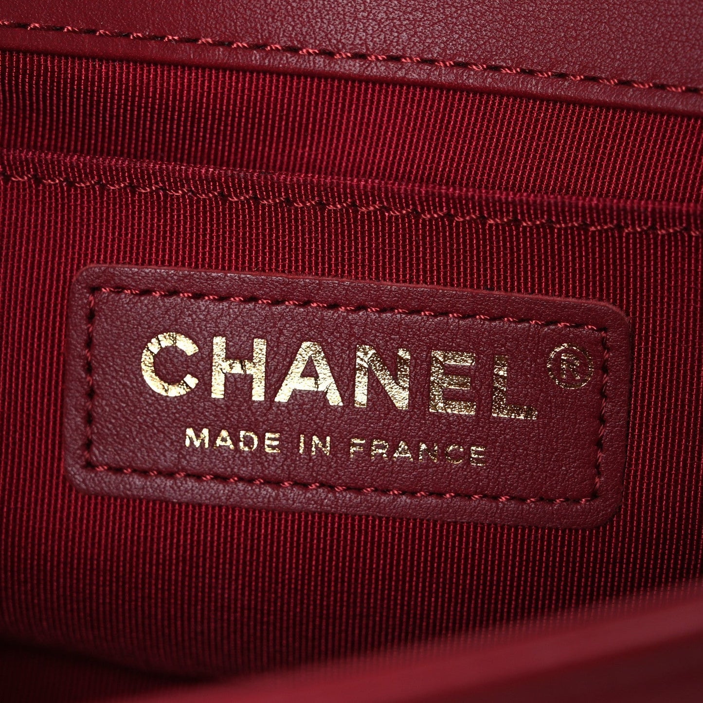 Lambskin Quilted Small Boy Flap Dark Red