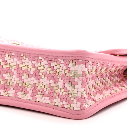 Metallic Lambskin Viscose Woven Flap Pink Gold