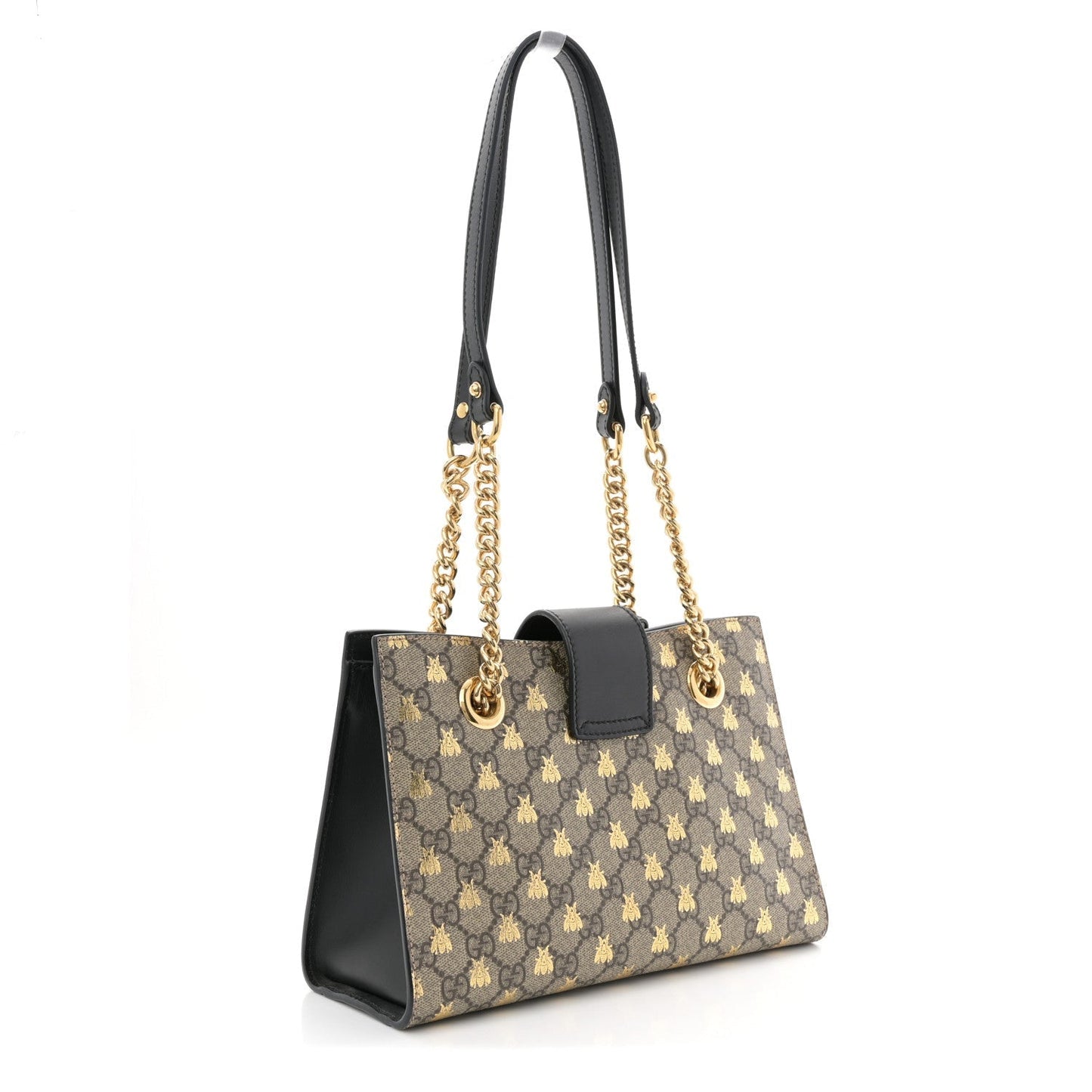 GG Supreme Monogram Bees Small Padlock Tote Beige Oro Black