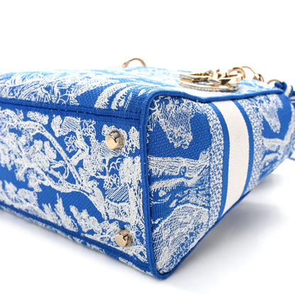 Canvas Toile De Jouy Reverse Embroidered Medium Lady D-Lite Fluorescent Blue