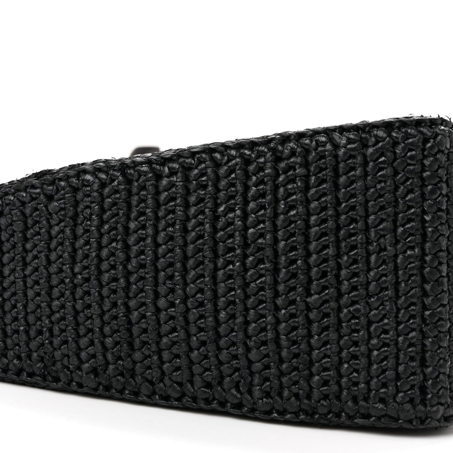 Yarn Raffia Effect Crochet Triangle Shoulder Bag Black