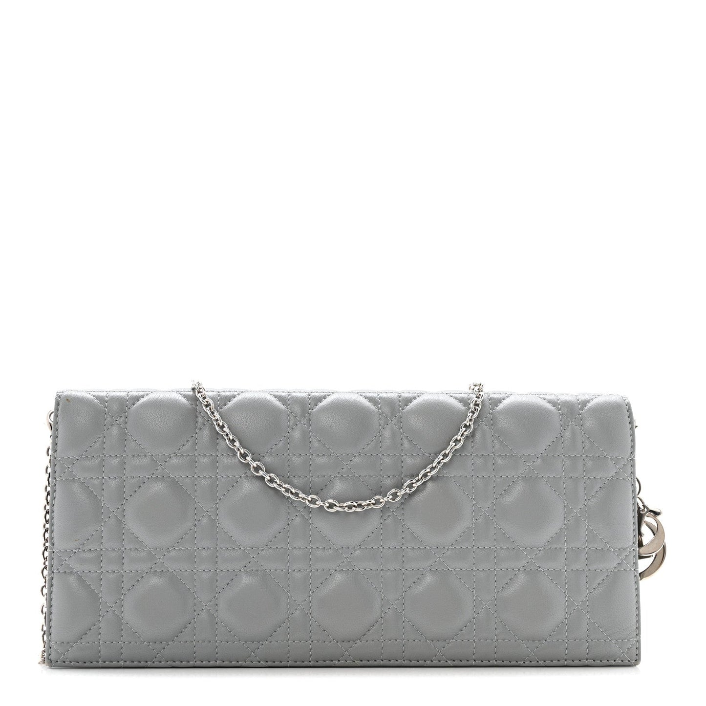 Lambskin Cannage Lady Dior Convertible Clutch Grey