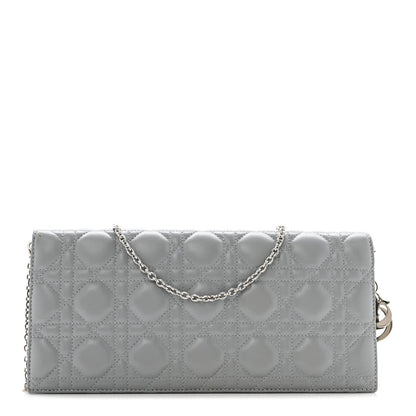 Lambskin Cannage Lady Dior Convertible Clutch Grey