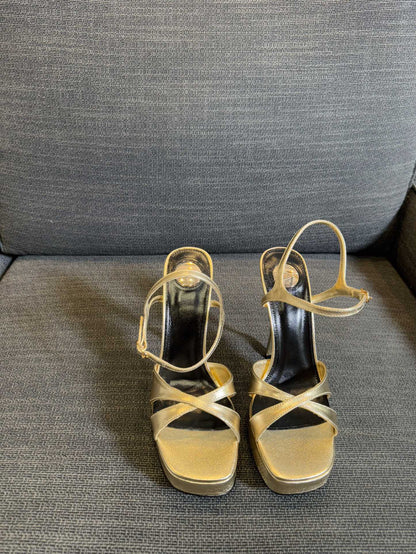 DEBBIE PLATFORM SANDALS IN GOLD METALLIC SMOOTH LAMBSKIN