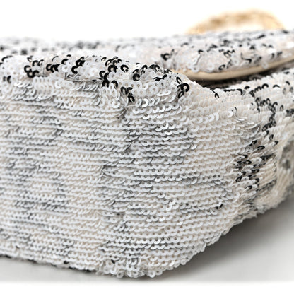 Sequin Logo Medium Flap White Black
