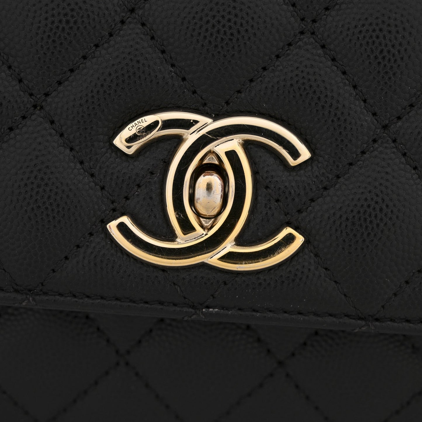 Caviar Quilted Small Coco Handle Flap Black