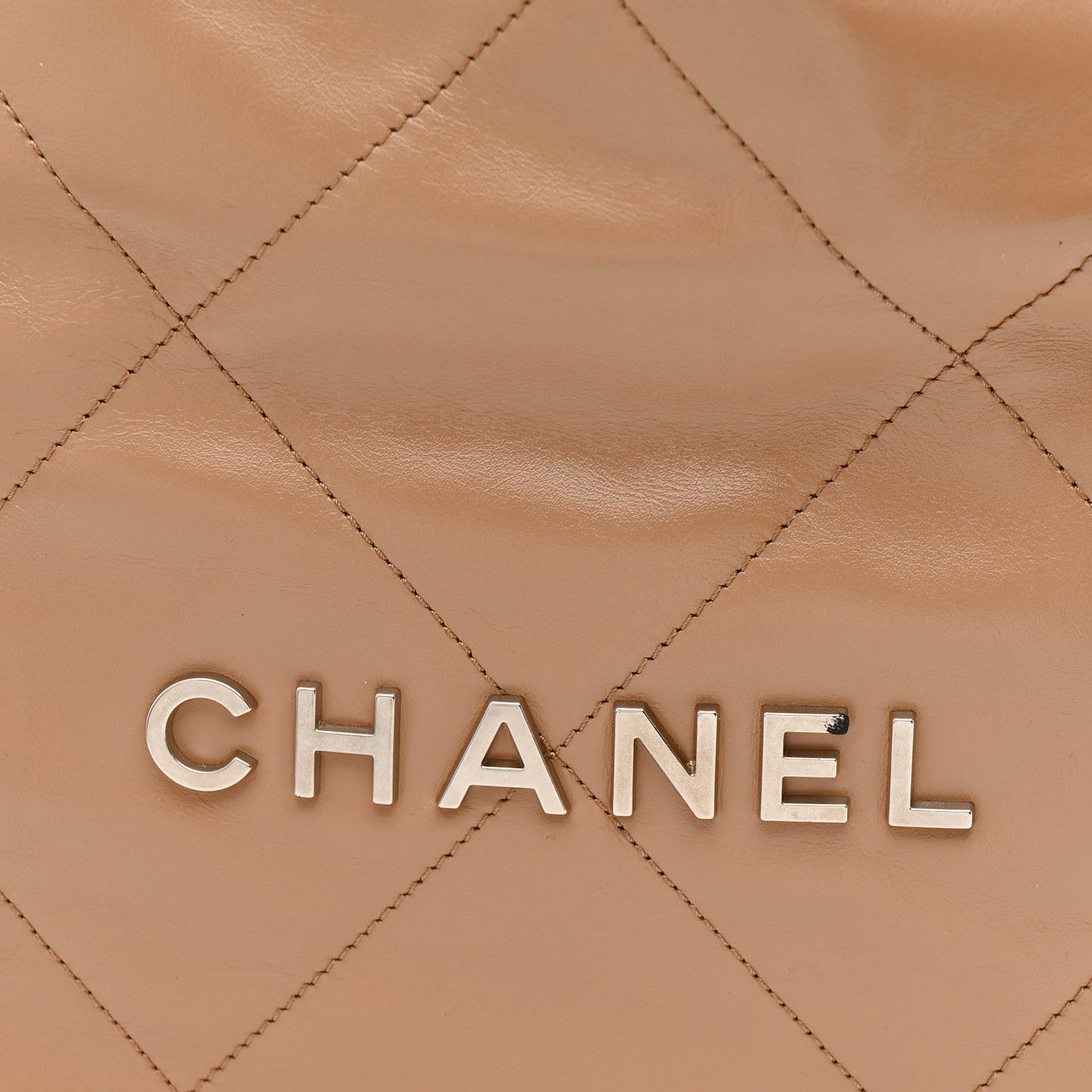 Shiny Calfskin Quilted Small Chanel 22 Beige