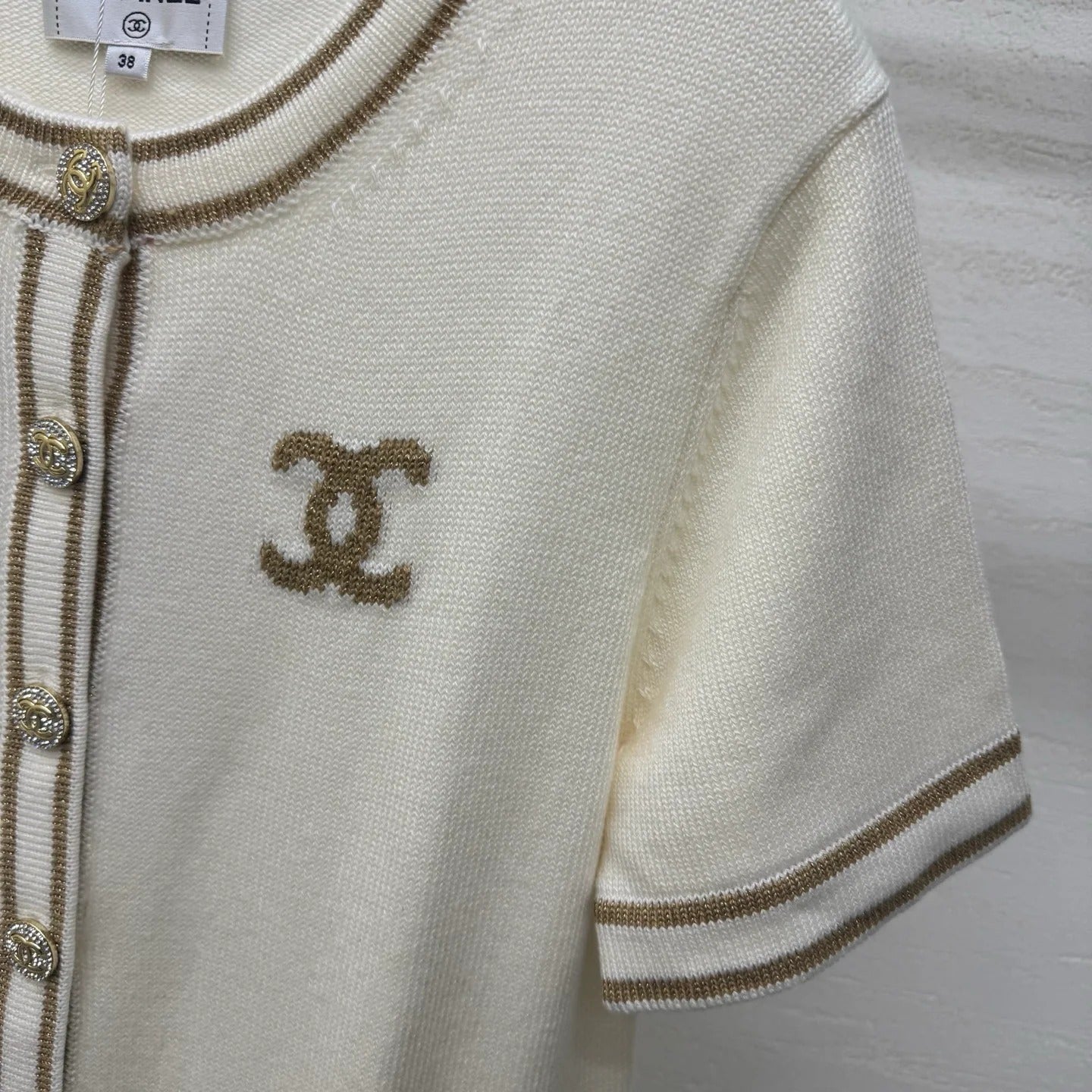 Chanel 2026 Crew Neck Cardigan Cream Wool Cashmere 356956