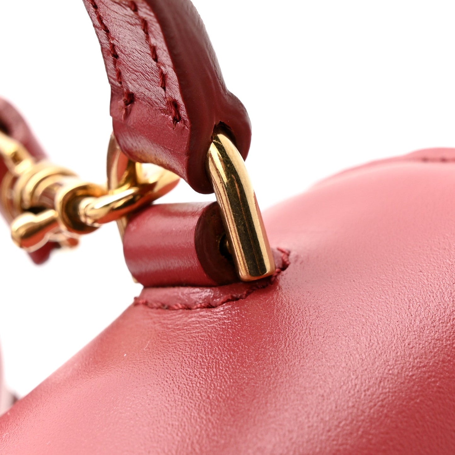 Satinated Calfskin Mini 16 Top Handle Bag Raspberry