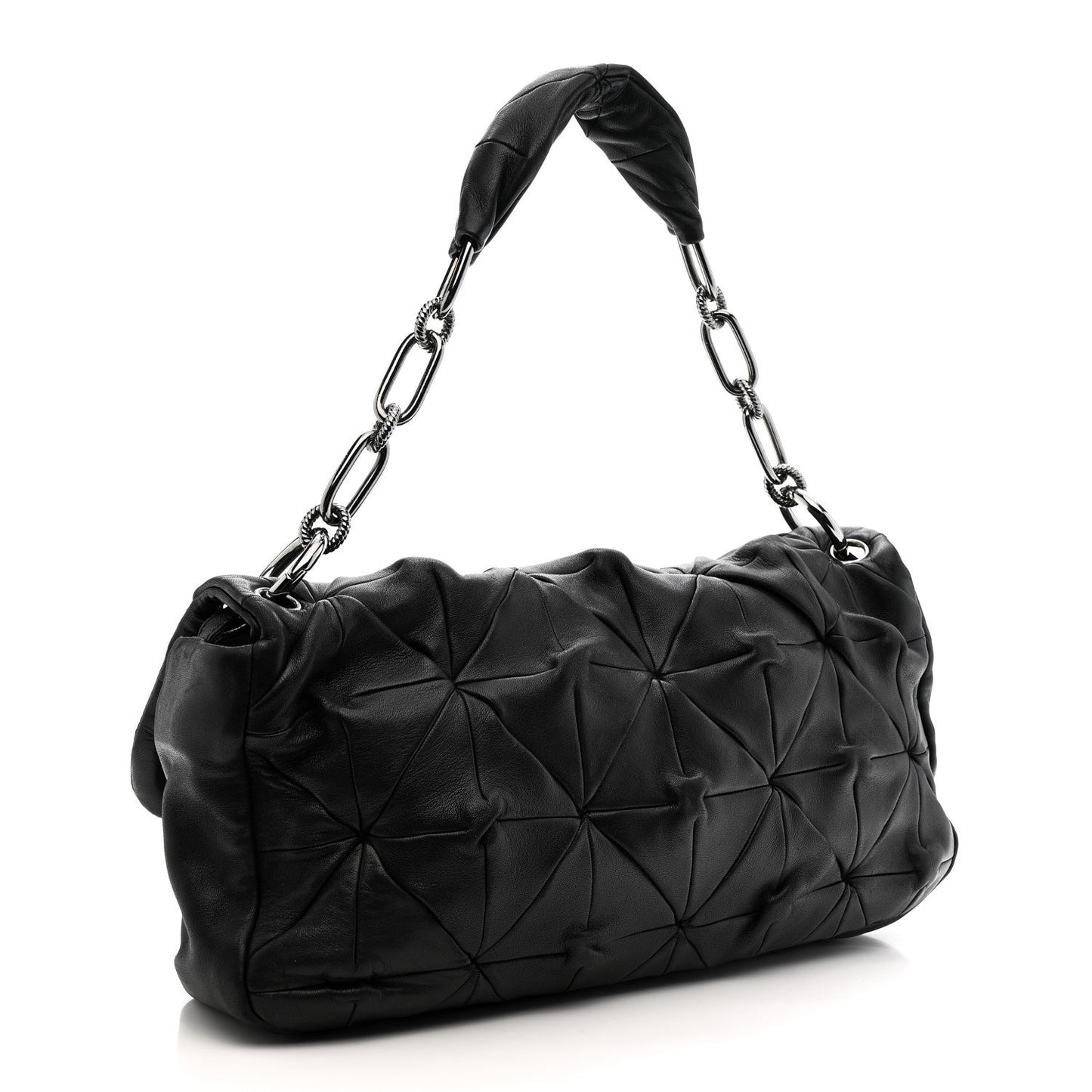 Lambskin Quilted Soft Squares Origami Flap Black