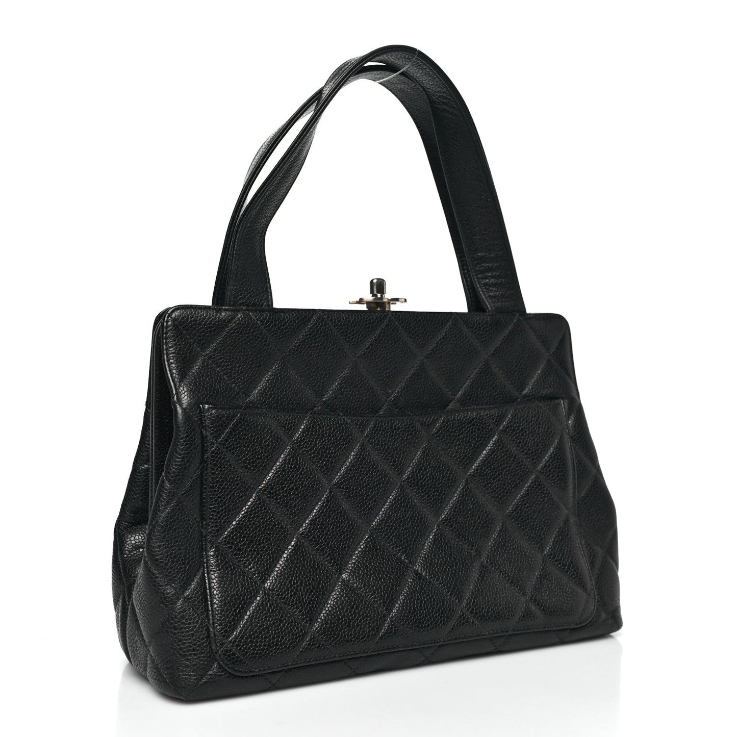 Caviar Quilted Frame Shoulder Bag Black